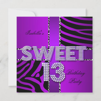 Sweet 13 13. Geburtstag Zebra Kuh Lila Einladung