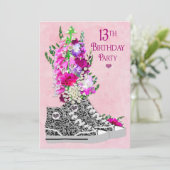 Sweet 13. Geburtstagsparty Einladung, Sneakers Einladung (Stehend Vorderseite)