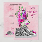 Sweet 13. Geburtstagsparty Einladung, Sneakers Einladung (Vorne/Hinten)