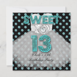 Sweet 13. Geburtstagsparty Girls 13 Teen Aquamarin Einladung