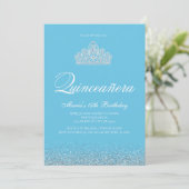 Sweet 15, Light Blue Quinceanera Einladungen (Stehend Vorderseite)