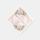 Sweet 15 Napkins Featuring Dusty Pink Floral Serviette (Ecke)