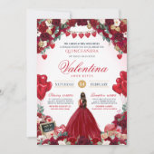 Sweet 15 Valentinstag Roter Geburtstag Quinceañera Einladung (Vorderseite)