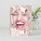 Sweet 16. 15. Brautparty 3D-Rose-Glitzer Einladung (Stehend Vorderseite)