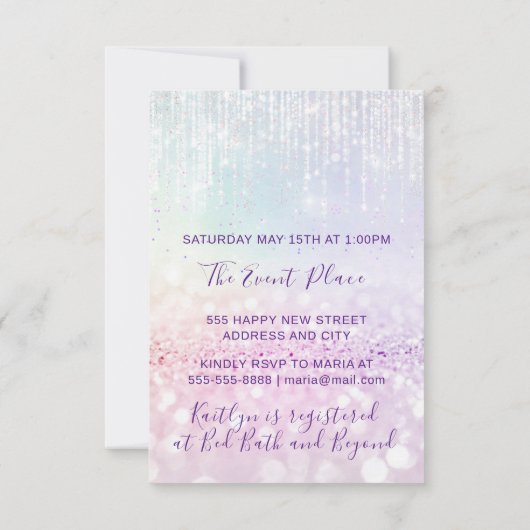 Sweet 16. 15. Quinceanera Bridal Pastel Strings Einladung (Rückseite)