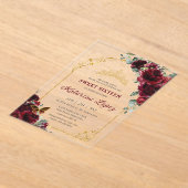 Sweet 16 15 Quinceanera Burgundy Floral Gold Arch Acryleinladungen (Ablage )