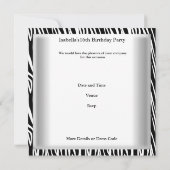 Sweet 16 16 16. Schwarz-weiß Zebra Giraffe Einladung (Rückseite)