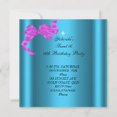 Sweet 16 16 Aquamarin Blue Pink Diamonds Image Einladung (Rückseite)