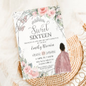 Sweet 16 16 Birthday Blush Bloral Brown Girl Einladung