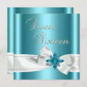 Sweet 16 16. Elegant Aquamarin Blue Silver White B Einladung (Vorne/Hinten)