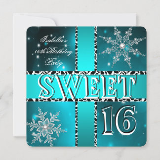 Sweet 16 16. Geburtstag Aquamarines Winterwunderla Einladung