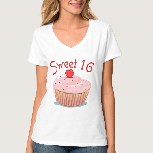 Sweet 16 16. Geburtstag Cupcake T-Shirt (Vorderseite)