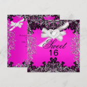 Sweet 16 16 . Geburtstag Hot Pink White Lace Einladung (Vorne/Hinten)