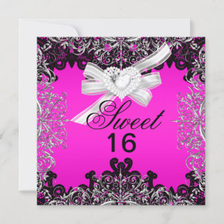 Sweet 16 16 . Geburtstag Hot Pink White Lace Einladung