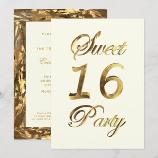 Sweet 16 16. Geburtstag Jubiläum Gold Elegant Einladung