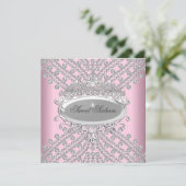 Sweet 16 16 Geburtstag Pink Diamonds Image Einladung (Stehend Vorderseite)