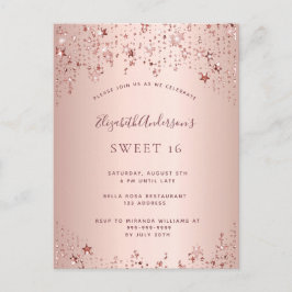 Sweet 16 16. Geburtstag Rose Goldstars Einladung Postkarte