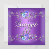 Sweet 16 16 . Geburtstag White Purple Flowers Einladung (Vorderseite)