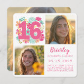 Sweet 16 16. Geburtstagsparty Foto Einladung (Vorne/Hinten)