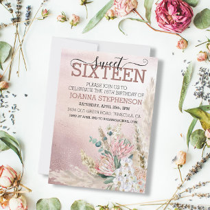 Sweet 16 16 Geburtstagsparty Pampas Grass Pink Einladung