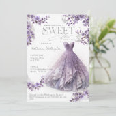 Sweet 16 16 Lila Lilac Dress Floral Einladung (Stehend Vorderseite)
