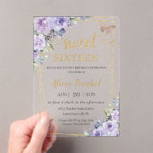 Sweet 16 16 Lila Lilac Floral Butterfliegen Acryleinladungen (Insitu (Handheld))
