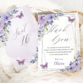 Sweet 16 16 Lila Lilac Floral Butterfliegen Dankeskarte