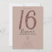 Sweet 16. 16 Party Pink Blush Rose Glitzer Einladung (Vorderseite)