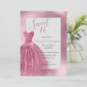Sweet 16 16 Rosa Glitzer Kleid Elegantes Party  Einladung (Stehend Vorderseite)