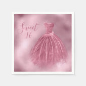 Sweet 16 16 Rosa Glitzer Kleid Elegantes Party Serviette (Vorderseite)