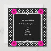 Sweet 16 16. Schwarz-weiße Stelle Pink Blumenstrau Einladung (Rückseite)