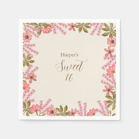 Sweet 16 16 Wildblume Hübsch Serviette (Vorderseite)