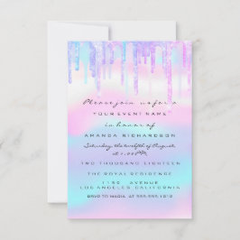 Sweet 16. 18. Unicorn Girl Holographic Einladung