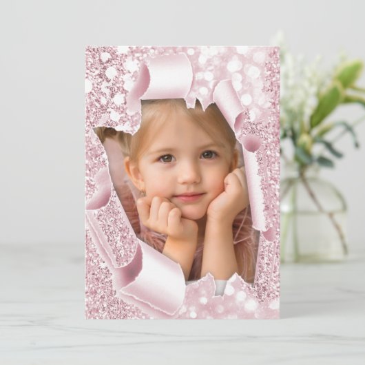 Sweet 16. 1. 2. 3. 4. 5. Rosa Glitzer 3d Einladung (Stehend Vorderseite)