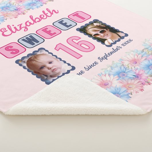 Sweet 16 2 Foto Datum Blume pink Sherpadecke