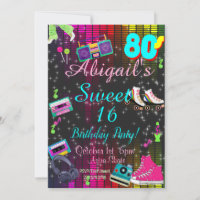 Sweet 16, 80's Invitation, Back to the 80s,
