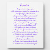 "Sweet 16" 8" x 10" Plaque Fotoplatte (Vorderseite)