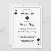 Sweet 16 Ace of Spades Playing Card Vegas Geburtst Einladung (Vorderseite)