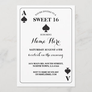 Sweet 16 Ace of Spades Playing Card Vegas Geburtst Einladung