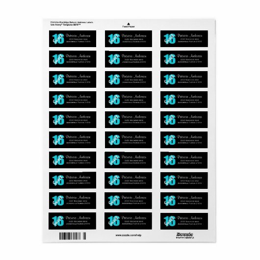 Sweet 16 Address Labels (Vorne)