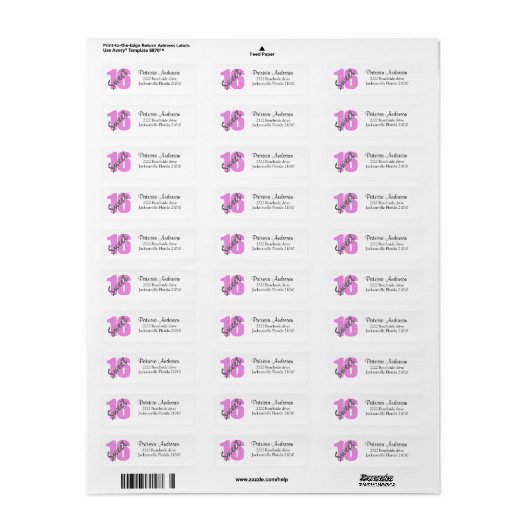 Sweet 16 Address Labels (Vorne)