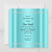SWEET 16 Aquamarin Blue Butterfly Pearl Birthday P Einladung (Rückseite)