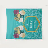 Sweet 16 Aquamarin Blue Glitzer & Glitzer Party Ba Wandteppich (Vorderseite (Horizontal))