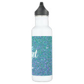 Sweet 16 Aquamarin Blue Glitzer Personalisiert Edelstahlflasche (Rechts)