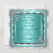 Sweet 16 Aquamarin Blue Silver Diamond Tiara Party Einladung (Rückseite)