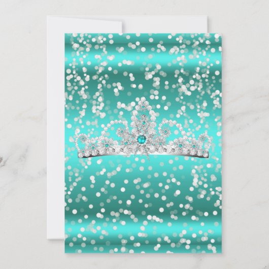 Sweet 16 Aquamarin Blue Silver Snowflake Tiara Einladung (Rückseite)