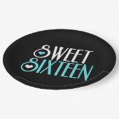 Sweet 16 Aquamarin Pappteller (Schrägansicht)