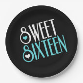 Sweet 16 Aquamarin Pappteller (Vorderseite)