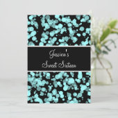 Sweet 16 Aquamarine Bläser Schwarz & Weiß Einladung (Stehend Vorderseite)