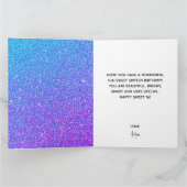 Sweet 16 Aquamariner Lila Glitzer Geburtstag Perso Karte (Innenseite)